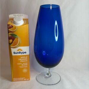 Vtg Empoli cobalt blue tall glass vase